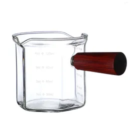 Wine Glasses Glass Measuring Cup Wood Handle Espresso Single Milk Coffee Clear Jug Supplies Kitchen Measure Mug