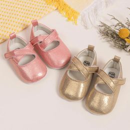 First Walkers KIDSUN Spring Baby Girls Shoes Soft Sole Anti Slips Cross Strap Ballet Born Prewalker Princess Wedding Dress