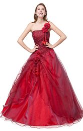 Red Quinceanera Dresses Cheap 2017 Sweet 16 Teens Ball Gown Debutante Masquerade Prom Dresses Cheap Real Po One Shoulder Formal1168728