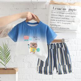 Clothing Sets Designer Baby Boy Outfit Set 2024 Summer Cartoon Printed O-neck Short Sleeve T-shirts And Shorts 2PCS Kids Boys Infant Clothes