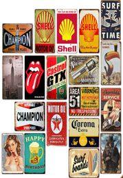 Tin Sign 92 Different 2030cm Metal Tin Sign Bar Pub Decorative Metal Sign Retro Metal Plate Mural Cowboy Beach Beer Gun8075442