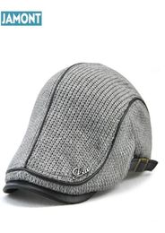 Berets Original JAMONT Quality English Style Winter Woollen Elderly Men Thick Warm Beret Hat Classic Design Vintage Visor Cap Snapb6895685