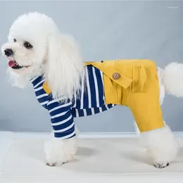 Dog Apparel 2024 Princess Colorful Stripe Soft Suit Puppy Jumpsuit Spring Casual Pants Small Medium Pet Couple Four-Legged Coat