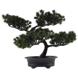 Decorative Flowers Office Table Simulated Bonsai Fake Plants Pine Tree For Desk Display Pot Artificial Home Decor Indoor Mini Grass Model