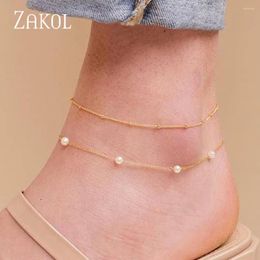 Anklets ZAKOL Bohemia Sexy Thin Chain For Women Summer Beach Barefoot Sandals Foot Accessories Wholesale