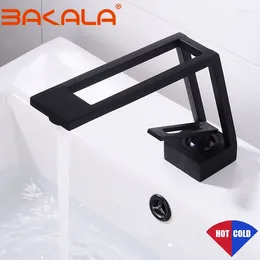 Bathroom Sink Faucets BAKALA Luxury Faucet Brass Matte Black Basin & Cold Mixer Water Taps Peculiar Shape Washbasin Tap