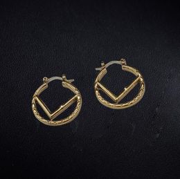 Women Designer Hoop Earring Luxury Gold Geometric Big Circle Ear Studs Valentine's Day Gift Daily Casual Jewellery
