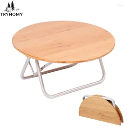Camp Furniture Tryhomy Camping Bamboo Table Folding Round Low Picnic Morning Coffee/Tea BBQ For Outdoor And Indoor Use