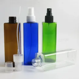 Storage Bottles 24 X 240ml Amber Blue Green Orange Clear Empty PET Square Mist Spray Perfume Refillable Cometic Atomizer Container