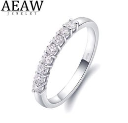 AEAW 14k White Gold 025ctw 2mm DF Round Cut EngagementWedding Topaz Moissanite Lab Grown Diamond Band Ring for Women1120329