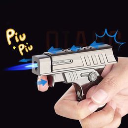 Creative Handgun Model Lighter Decompression Toy Refillable Windproof Butane Gas Unfilled Lighters