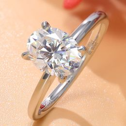 1ct 2ct 3ct Round Moissanite Ring 925 Sterling Silver Moissanite Diamond Ring for Women Suitable For Daily Wear and Gift For Engagement Wedding Size 5-11