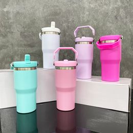 USA warehouse blank sublimation Macarone colors Kids 20oz flip top straw tumbler water bottle with Leak Resistant Flip 25pcs/case ready to ship