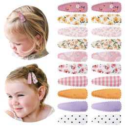 Girl Hair Clip Floral Print Toddler Hair Pins Non Slip Wrapped Snap Hairpins for Kids Barrettes Hair Accessories for Baby Toddler Girls