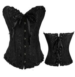 Belts Sexy Women039s Steampunk Floral Black Lace Up Trim Corset Boned Overbust Waist Cincher Bodyshaper Clothing Gothic Plus Si1026595