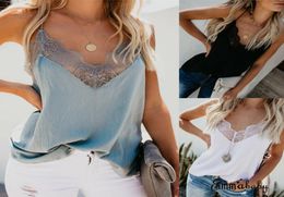 Fashion Women Summer Vest Camis Sleeveless Crop Tops Ladies Lace Sexy Loose VNeck Tanks Tees Tops Camis Bralette Bustier2391930