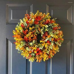 Decorative Flowers Hanging Artificial Autumn Wreath Garden Farmhouse Home Decorations Eucalyptus Background Wall Window Decor Front Door