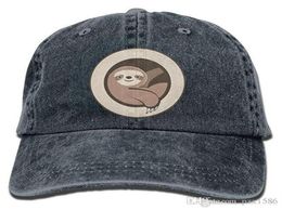 pzx Unisex Adult Lazy Cartoon Sloth Circle Dyed Washed Cotton Denim Baseball Cap Hat244498492589885208