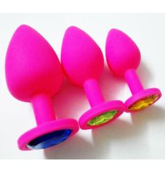 2017 Newest Style Small Middle Big Butt Bullet Adult Sexy Toy Silicone Anal Plug Plated Jeweled Stopper Anus Sex Product Ass Stopp6320655