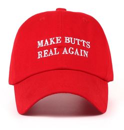 New MAKE REAL BUTTS AGAIN baseball cap Lerrter Embroidered Cotton Men039s dad hat men women Snapback Hat Red Cap1432603