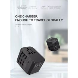 Power Plug Adapter Fashion Portable World Travel With Four Usb And Type-C Smart Charger Electrical Socket Drop Delivery Electronics Dhz4D