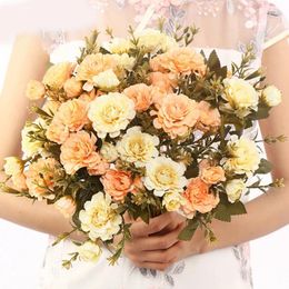 Decorative Flowers Artificial Flower Home Garden Ornament Wedding Mother's Day Fake Pography Props DIY Hand Bouquet