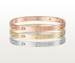 Love Screw Bracelet Designer Bracelets 10 Diamonds Bangle Luxury Jewelry Accessories Titanium Steel Alloy GoldPlated Never Fade N4555999