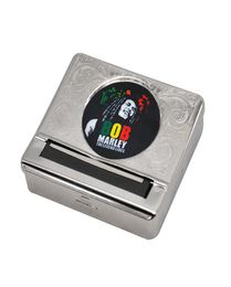 MultiPattern Smoking Silver Metal Automatic Rolling Machine Box Case Cigarette Tobacco Roller For 70 MM Papers8140161