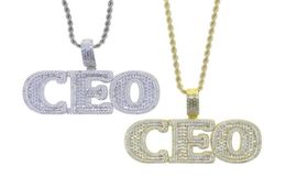 Chains 2021 Hip Hop Iced Out Bling Cubic Zirconia CZ Big Heavy CEO Letter Pendant Necklaces For Men Boy Fashion Punk Party Jewelry9841664