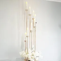 Candle Holders Stainless Steel Gold Metal Backdrop Stand Acrylic Holder Candlestick Table Centrepieces For Wedding Stage Decoration
