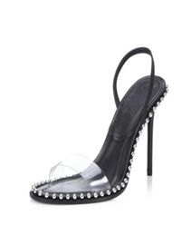 Women clear sandal small size high heels Slin look pumps lady stud sandals all match stilettos back strap heels z2763675151