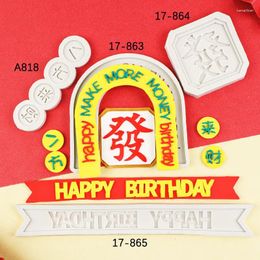 Baking Moulds English Happy Birthday Cake Decoration Silicone Mold Blessing Words Card Mould 17-863