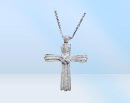 Choucong Handmade Luxury Jewellery Real 925 Sterling Silver Pave White Sapphire CZ Diamond Gemstones Pendant Clavicle Chain Necklace4037765