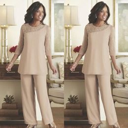 Setwell Elegant Lace Mother Of The Bride Pant Suits Summer Chiffon Custom Made 3 4 Long Sleeves Wedding Guest Wear Mother Dress Jumpsui 3188