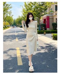 Casual Dresses Spring And Winter Fashion Brand Young Female Women Girls Long Sleeve Stretch Kintting Dress