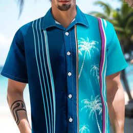 Men's Casual Shirts Summer Beach Vacation Shirt For Men Loose Hawaiian Blossom Printed Short Sleeve