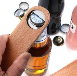 Stainless steel beer opener bartender fancy show convenient bottle openers wooden handle wine openers bottles starter5269362