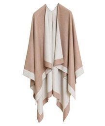 Ladies Pashmina Scarf Cape Bohemia Woman Winter Coat Cloak Imi tation Cashmere Poncho Cover Up Woolen Shawls Wrap Knit Capa X07226349441