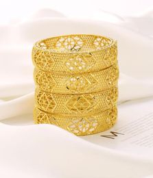 Classic 24K Fine Gold GF Openable diamond Bracelet Bangle 60mm Flower Jewelry Whole Elegant Gift Women5922460