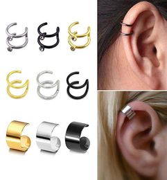 Clip-on & Screw Back Piece Punk Man/Women Stainless Steel Ear Clip Fake Earring Cuff Wrap Earrings No Piercing-Clip On lage JewelryClip7416499