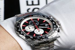 1 Senna Miyota Quartz Chronograph Mens Watch White Inner Black Dial Red Stick Markers Stainless Steel Bracelet Stopwatch Watches Puretime01 Z43a19191007