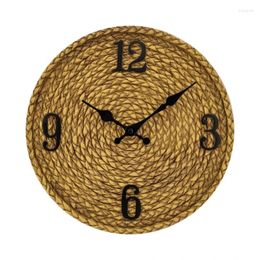Wall Clocks 12in Rustic Rattan Clock Charm Hangable Crafts Household Decor Dropship