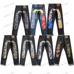 Designer jeans women jeans men evisue jeans pants Long hippop Sticker printing Straight streetwear Skinny pants wholesale faashion for youth L2