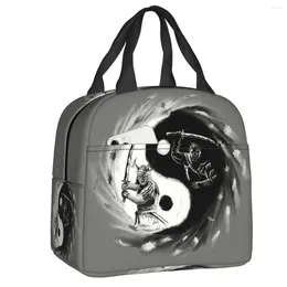 Storage Bags Good And Ghost Lunch Bag Women Yin Yang Japan Samurai Reusable Cooler Thermal Insulated Box Food Bento