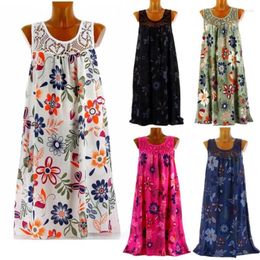 Casual Dresses Women Summer Dress Boho Style Floral Beach Print Tunic Sundress Loose T Shirt Long Woman Mini Party Vestidos