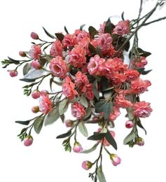 Decorative Flowers 5pcs Silk 15 Heads Camellia Flower Branch Artificial Tea Rose With Long Stem For Wedding Centrepieces Floral Decoration