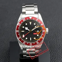 M79830 A21J Automatic Mens Watch 40mm Red Bezel Black Dial Gold Markers Stainless Steel Bracelet Sports Watches Reloj Hombre Montre Hommes Puretime PTTD