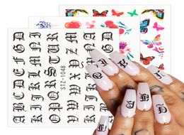 16 pcsSet Nail Stickers Decals Flowers Letters Animals Nail Art Water Transfer Sliders Foil Wraps Manicure Decors8202311