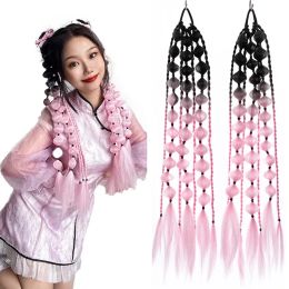 2Pcs Corlorful Bubble Braid Ponytail Extension Synthetic Long Lantern Pony tail Handmade Hairpiece For Women Daily Party