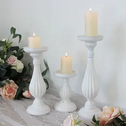 Candle Holders SUPU White Set Wooden Candelabra Creative Candlestick Holder Flower Pillar Stand Table Desktop Decoration Wedding Decor